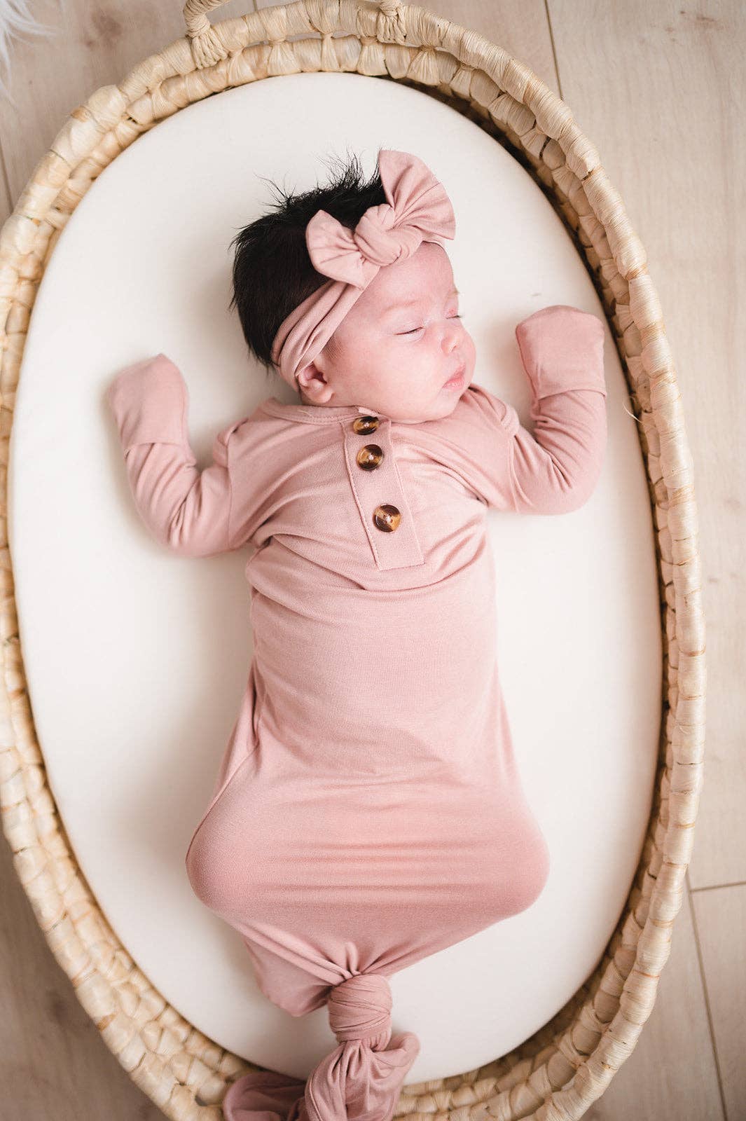 Dusty Pink Knotted Baby Gown