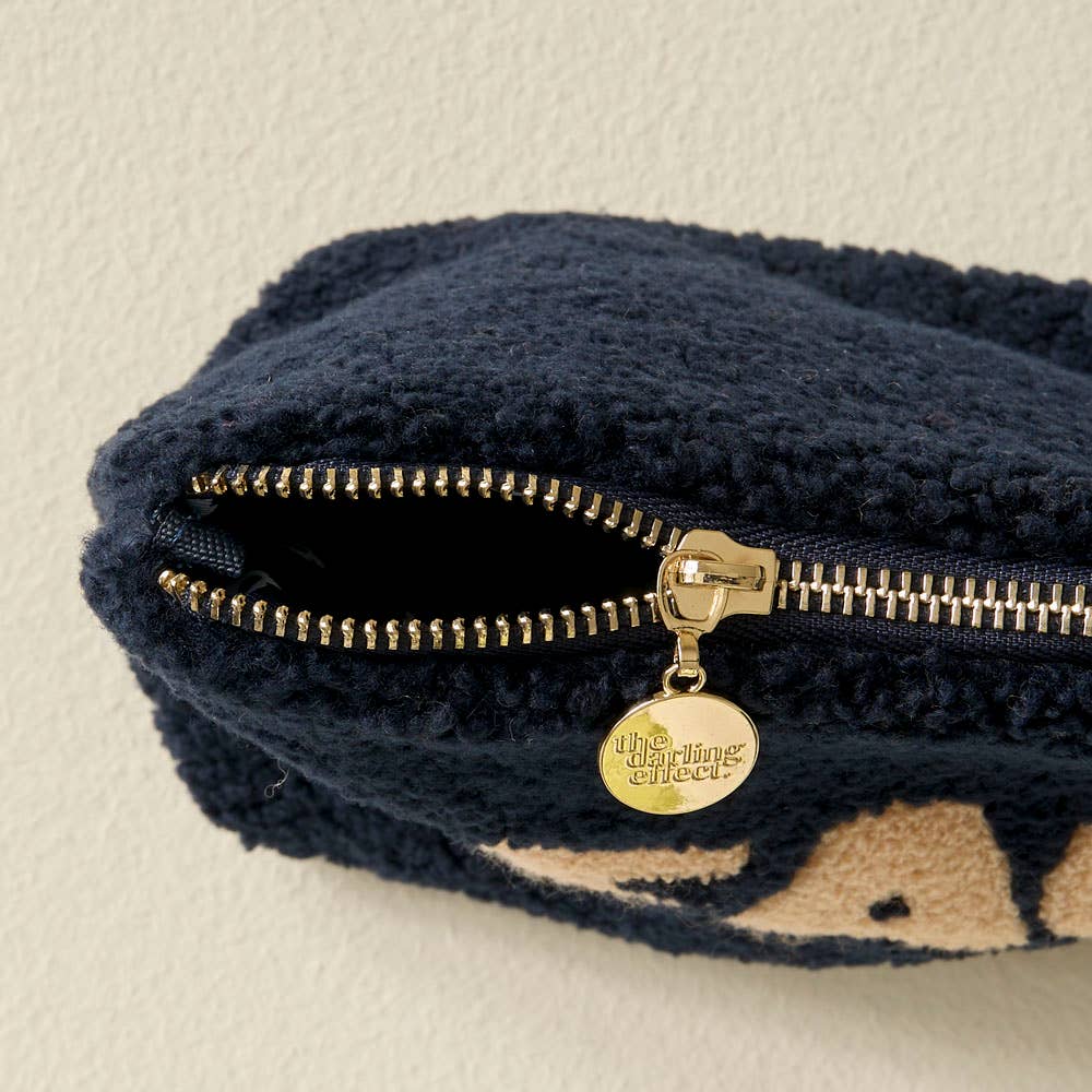 Navy Face Teddy Pouch