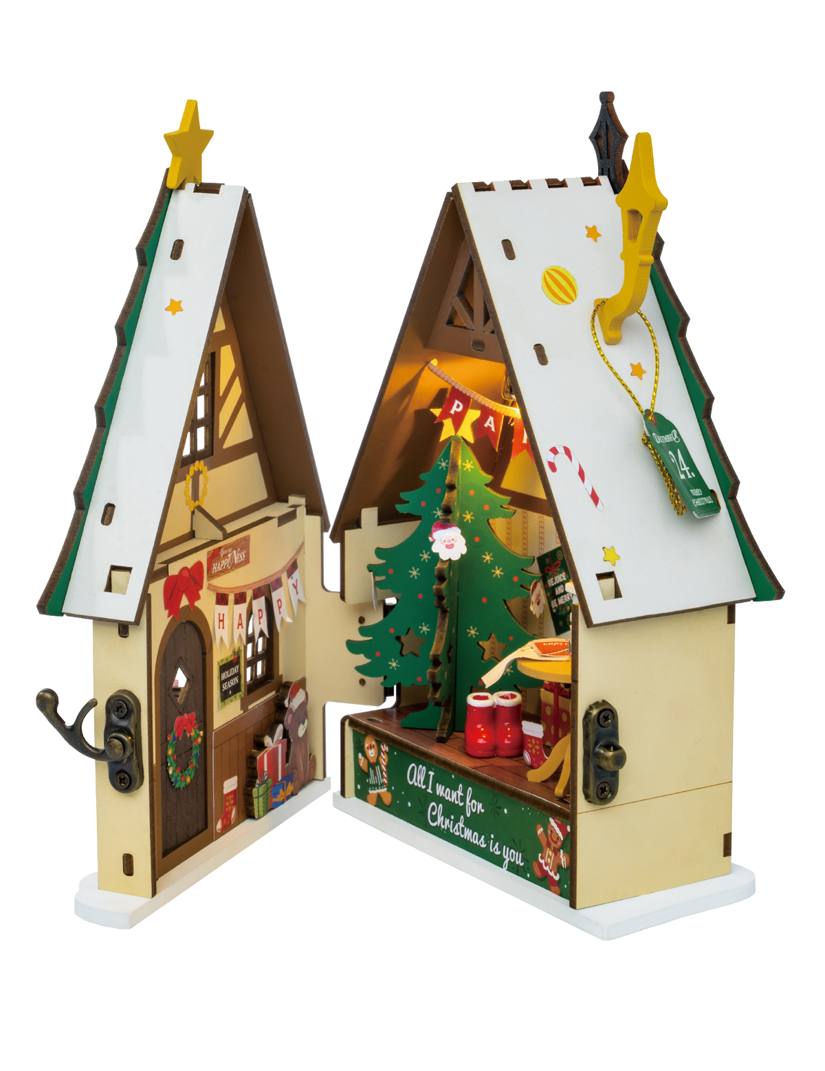 Twinkling Christmas House House Wooden