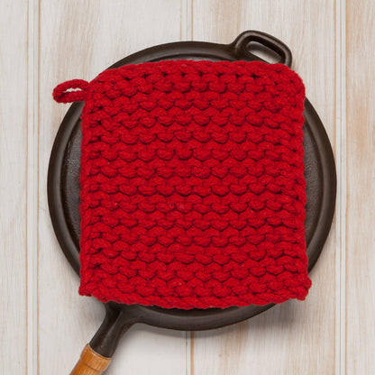 Chili Red Knit Potholder