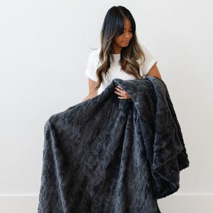 Currant Patterned Faux Fur Throw Blanket