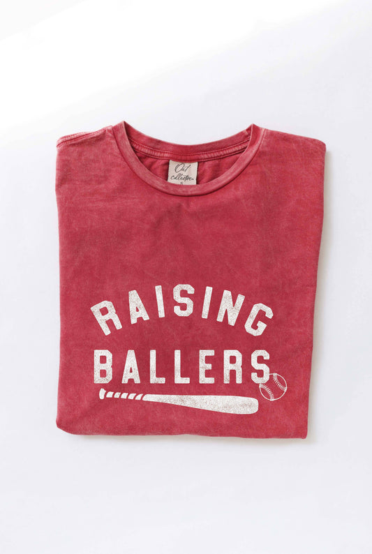 Raising Ballers Baseball Mineral Washed Graphic T-Shirt