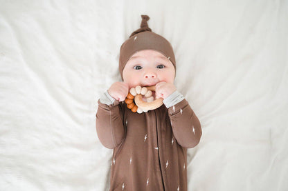 Brown Lightning Zipper Romper