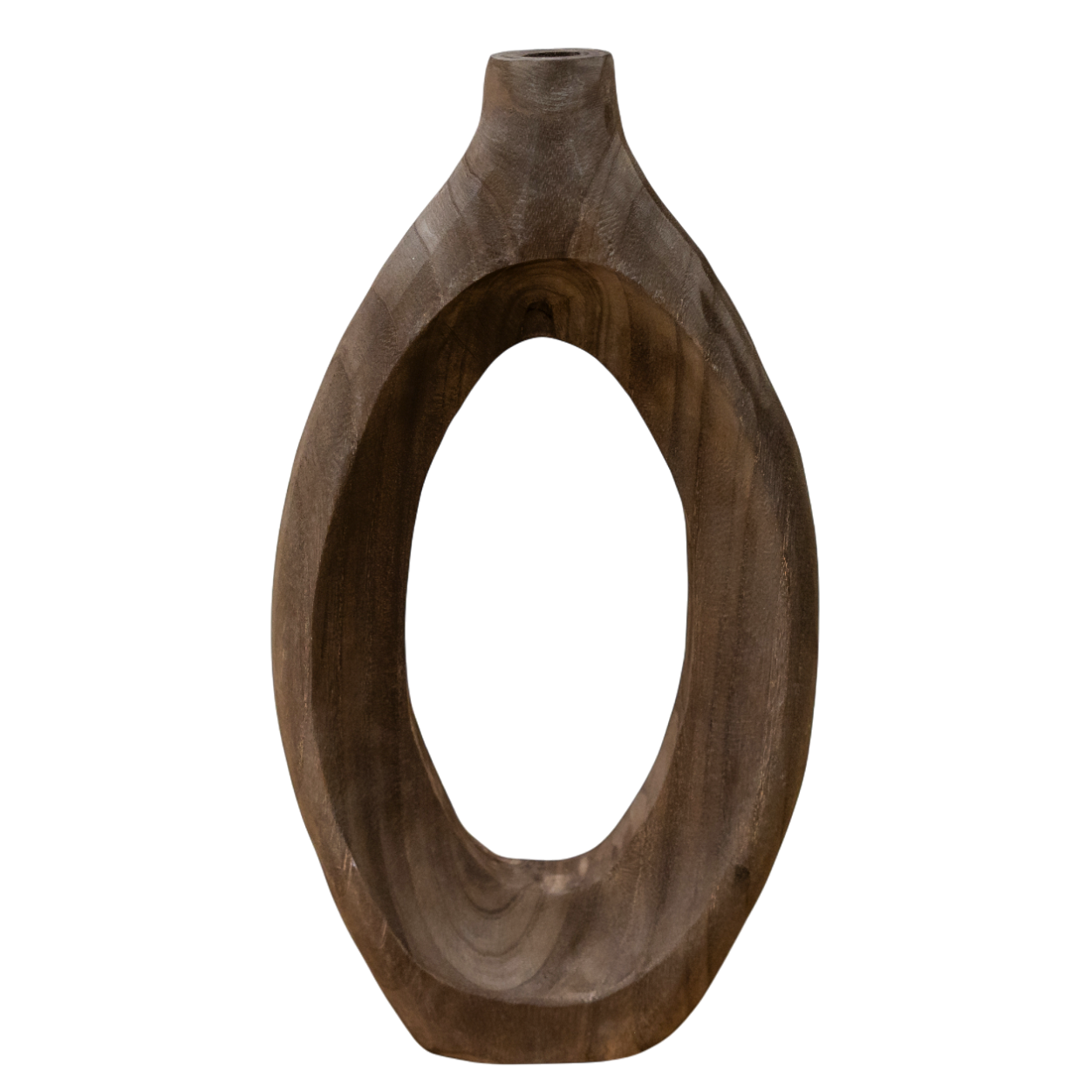 Brown Wood Oval Vase