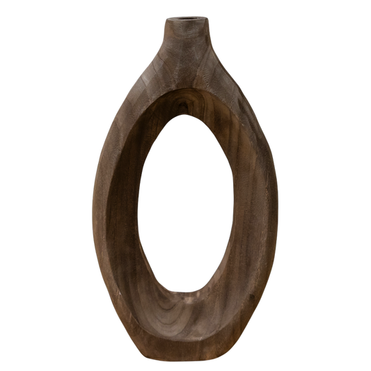 Brown Wood Oval Vase
