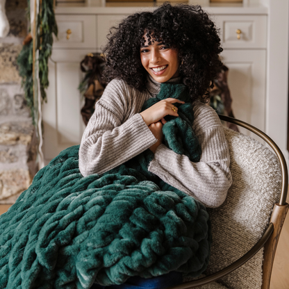 Forest Holiday Printed Faux Fur XL Throw Blanket
