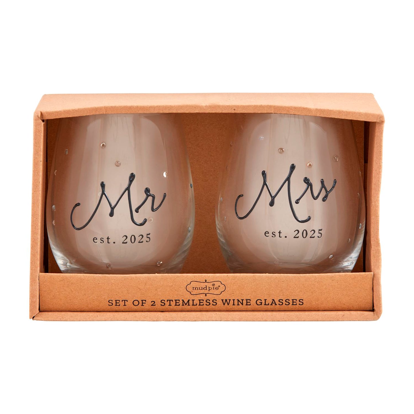 Mr. & Mrs. Est 2025 Glass Set