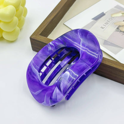 Colorful Marble-Patterned Flat Oval Hair Claw Clips: RoseRed