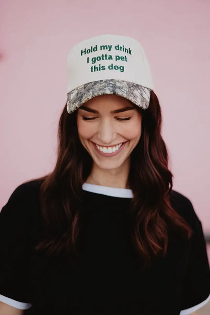 Hold My Drink I Gotta Pet This Dog Vintage Hat