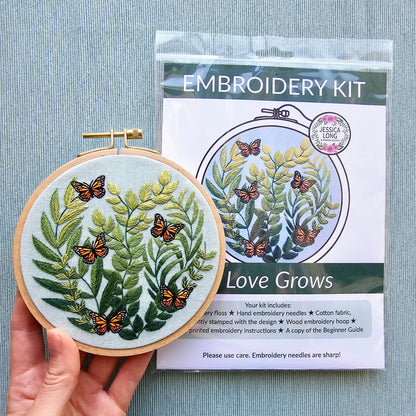 "Love Grows" Butterfly Hand Embroidery Kit