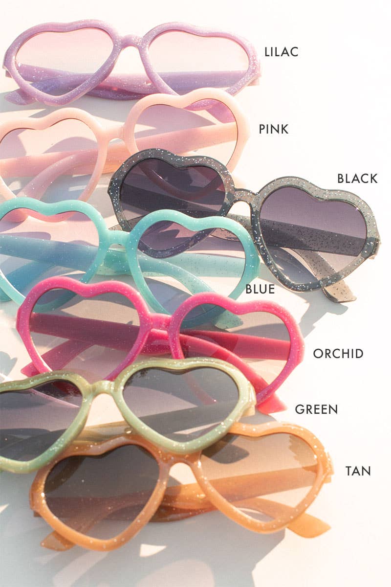 Kid's Glitter Jelly Heart Sunglasses