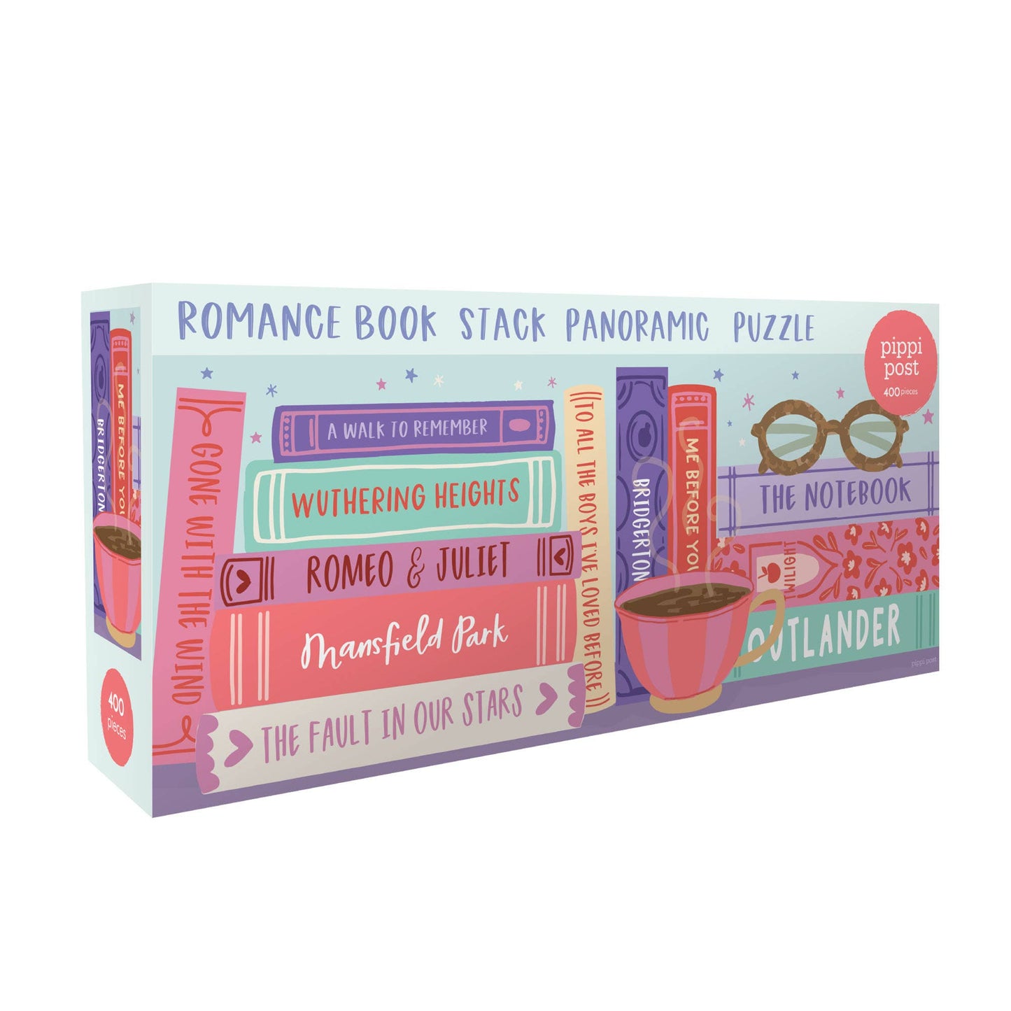 Romance Novels Bookshelf - 400 Piece Panoramic Jigsaw Puzzle