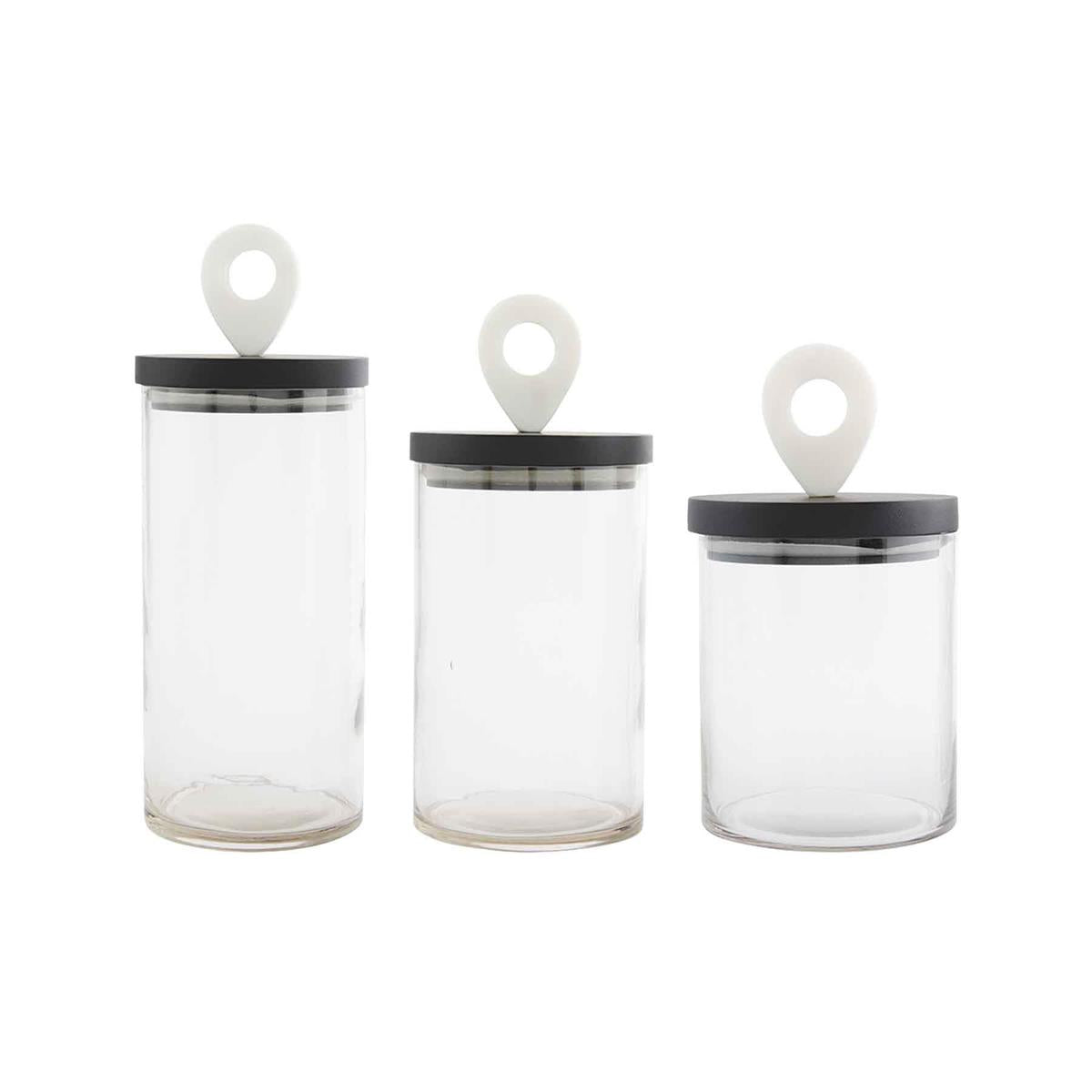 Black & White Glass Containers