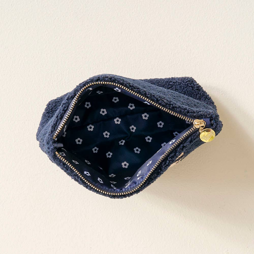 Navy Face Teddy Pouch