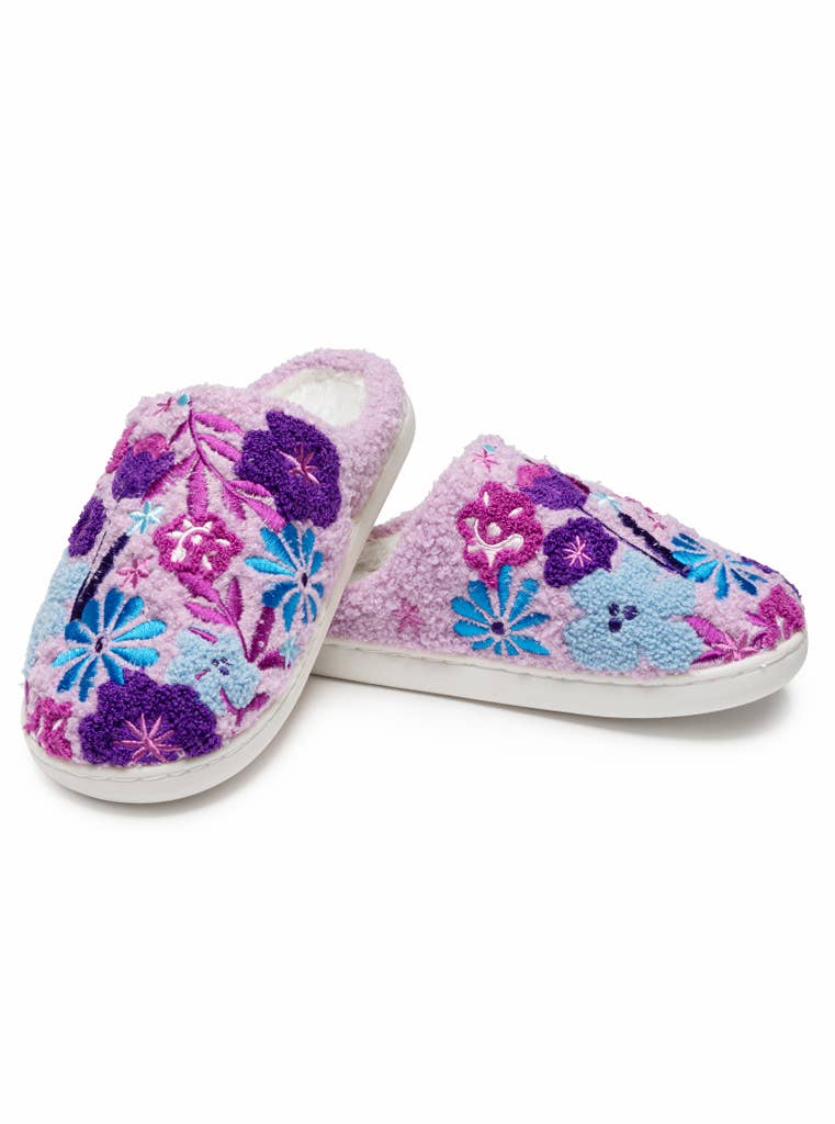 Purple Blooming Flowers Slippers