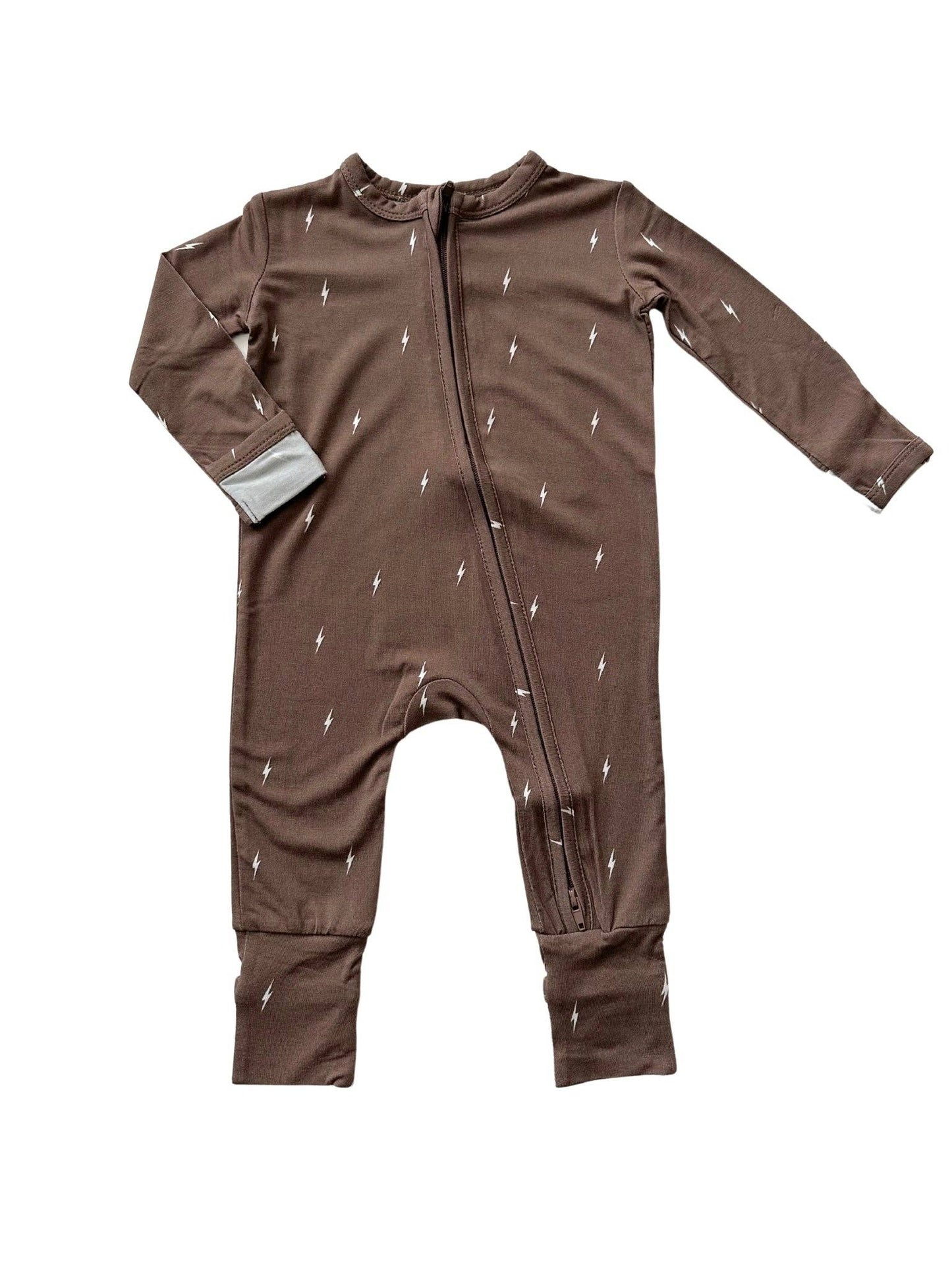 Brown Lightning Zipper Romper