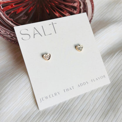 Hammered Heart Studs