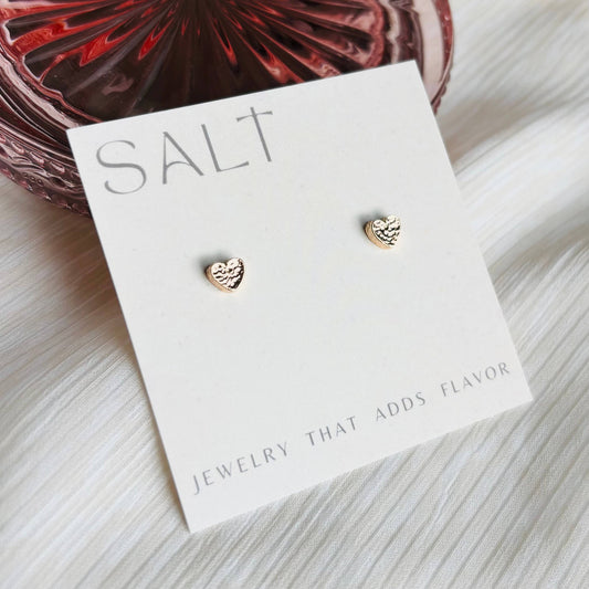 Hammered Heart Studs