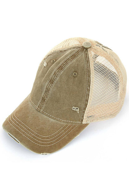 C.C Red Mesh Back Ponytail Baseball Cap