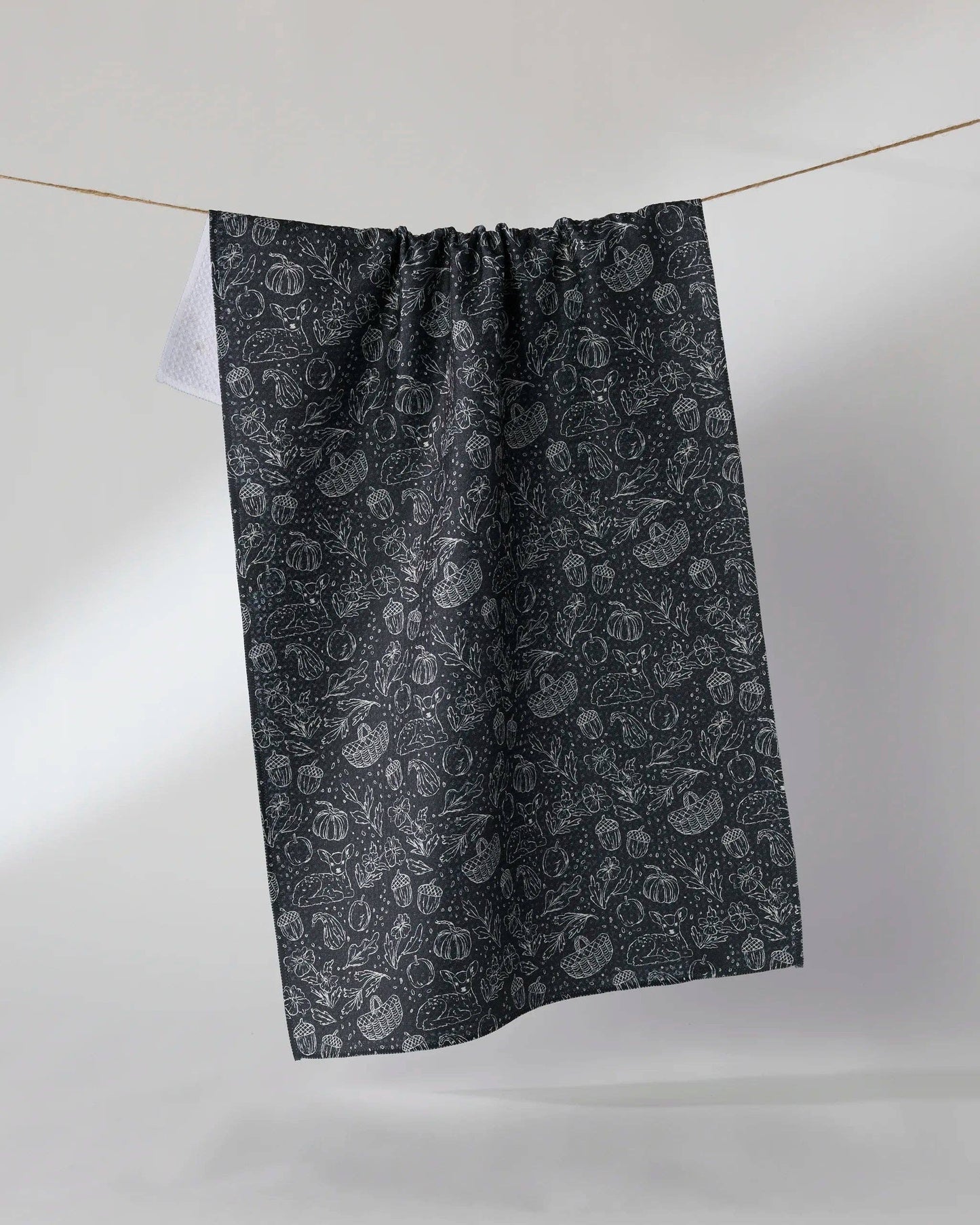 White Cozy Flora Kitchen Tea Towel