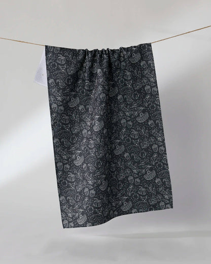 White Cozy Flora Kitchen Tea Towel