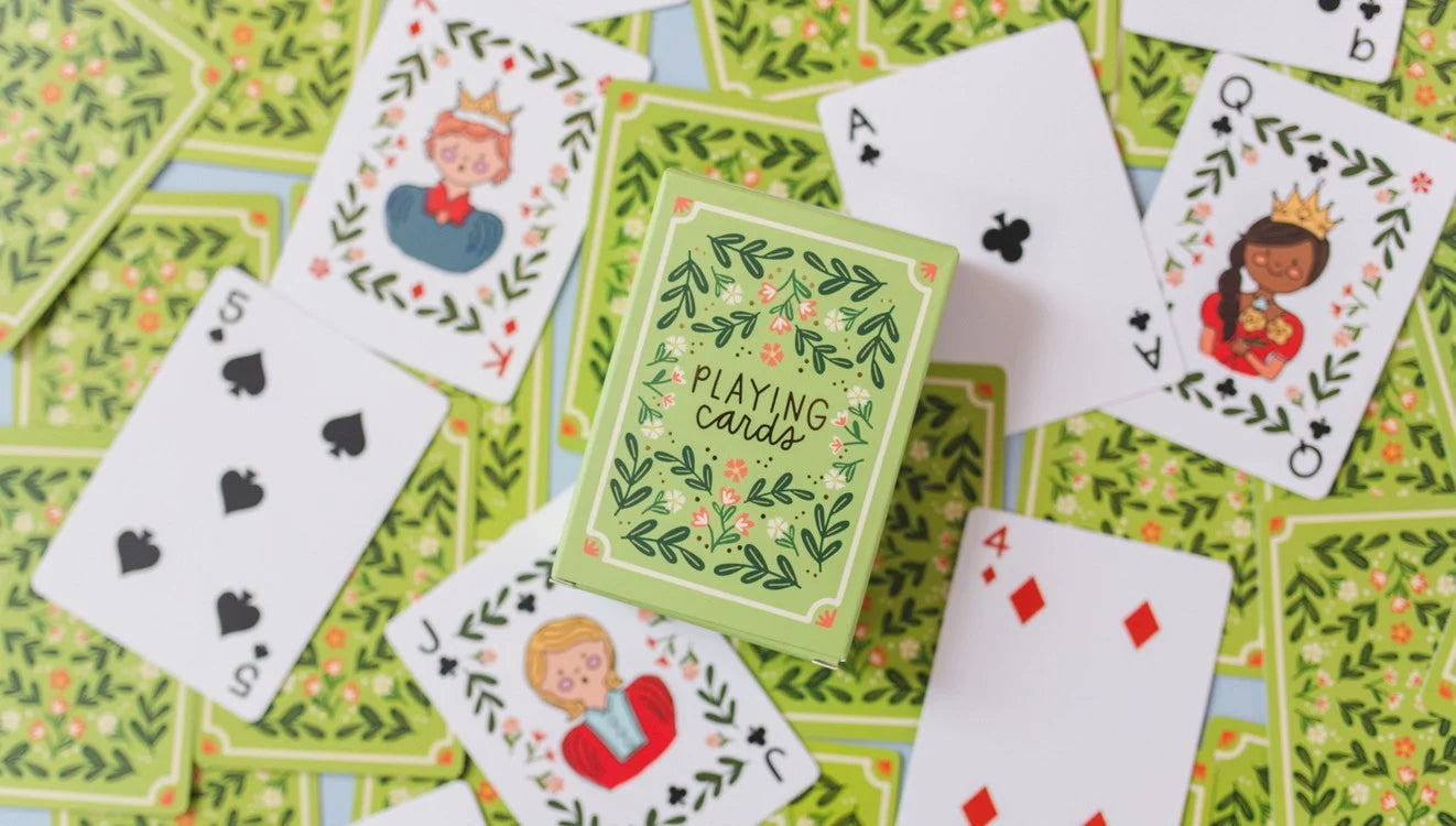Green Floral Card Deck of Playing Cards