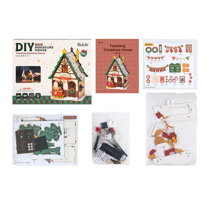 Twinkling Christmas House House Wooden