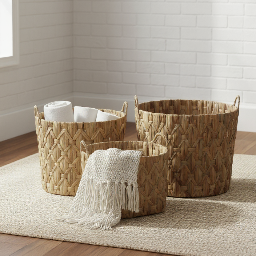Handled Oval Woven Basket