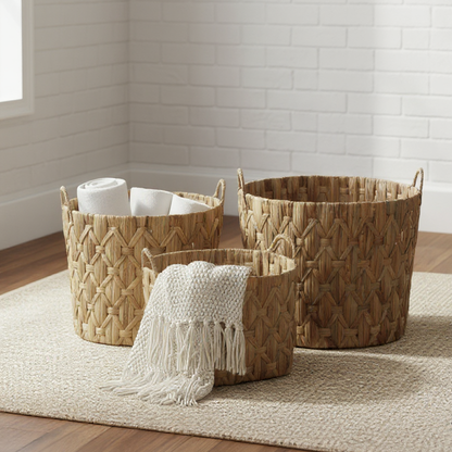 Handled Oval Woven Basket