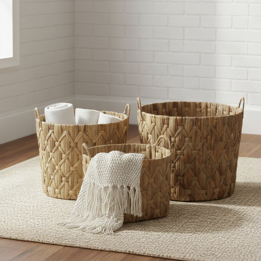 Handled Oval Woven Basket