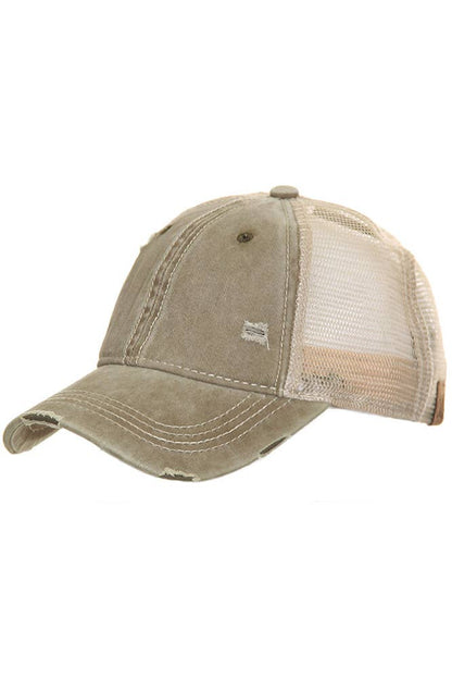 C.C Red Mesh Back Ponytail Baseball Cap