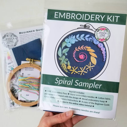 Navy Spiral Beginner Embroidery Kit