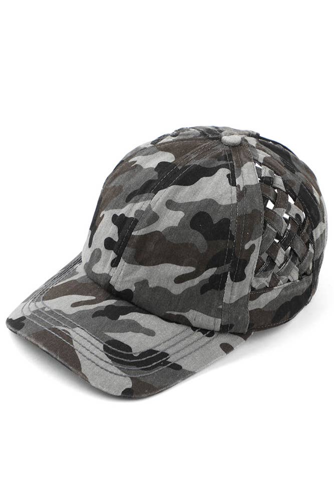 C.C Mint Basket Weave Criss-Cross Ponytail Baseball Cap
