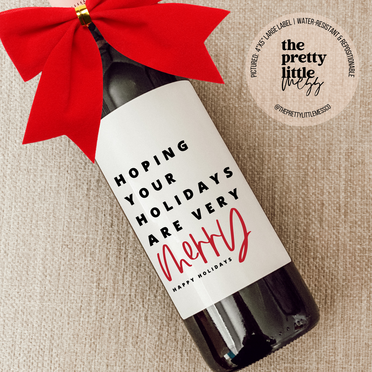 Very Merry Holidays Wine Label