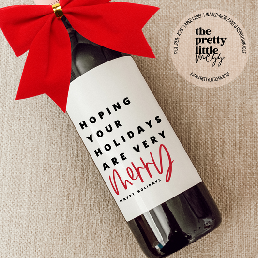 Very Merry Holidays Wine Label