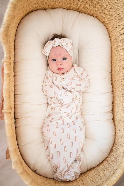 Neutral Rectangle Knotted Baby Gown