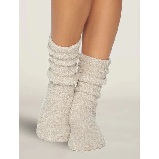 Stone | White CozyChic Heathered Women's Socks