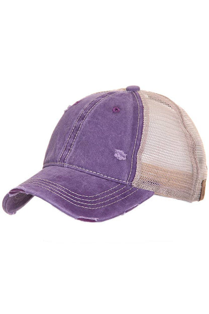 C.C Red Mesh Back Ponytail Baseball Cap