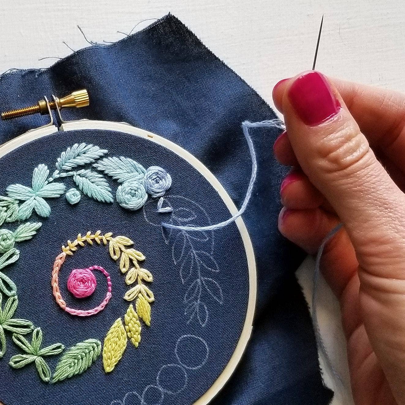 Navy Spiral Beginner Embroidery Kit