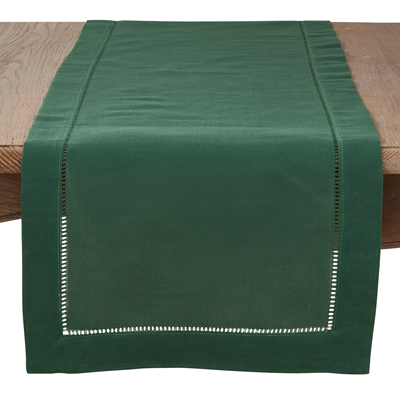 Jasper Green Laser-Cut Hemstitch Runner