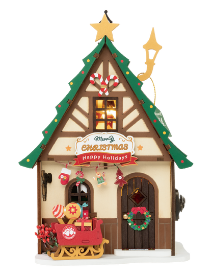 Twinkling Christmas House House Wooden