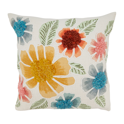 Embroidered Floral 20" X 20" Throw Pillow