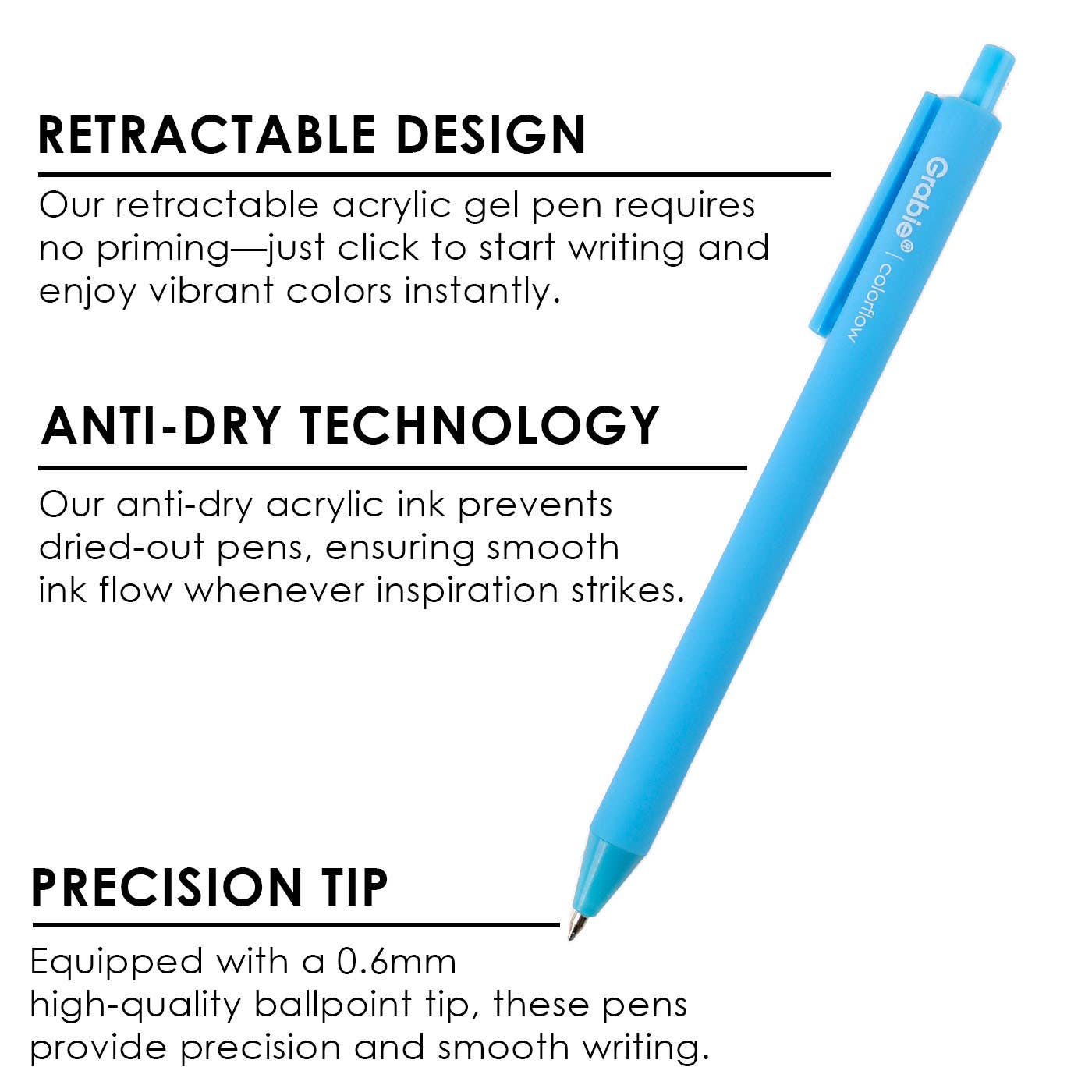 Retractable Colorflow Acrylic Gel Pen Set