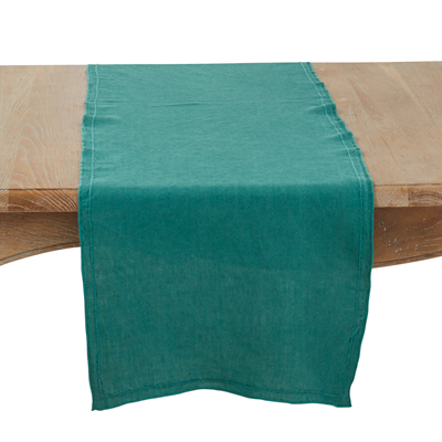 Jasper Green Stonewashed Border Runner