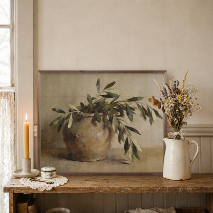 Olive Branches In An Earthen Vase