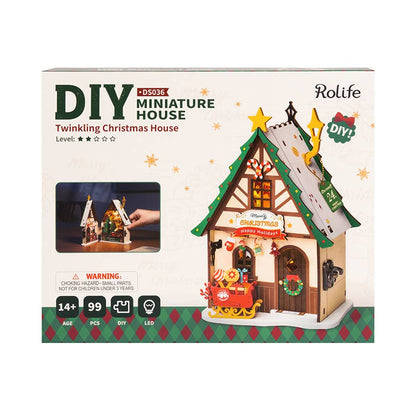 Twinkling Christmas House House Wooden