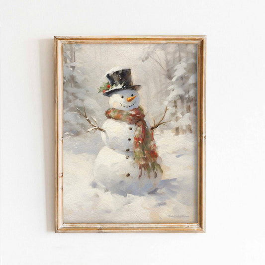 Snowman Christmas Holiday Art Print: 5x7