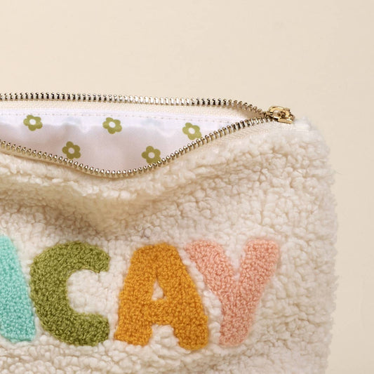 Cream Vacay Teddy Pouch