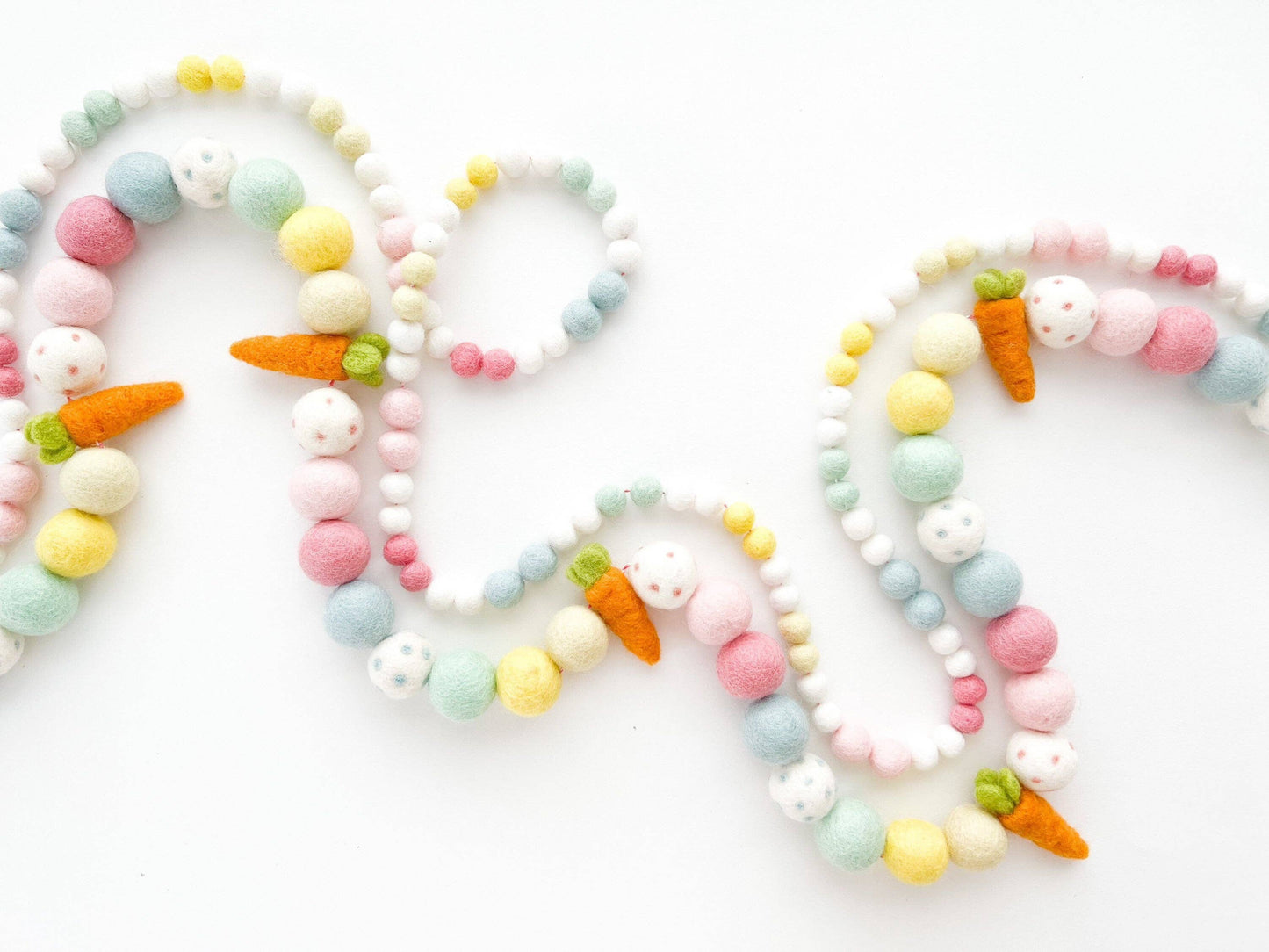 Spring Pastel Carrot Felt Ball Garland