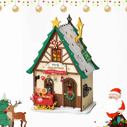 Twinkling Christmas House House Wooden